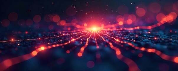 Glowing Energy Streams Abstract Network Connection Visualization - Futuristic Technology Concept