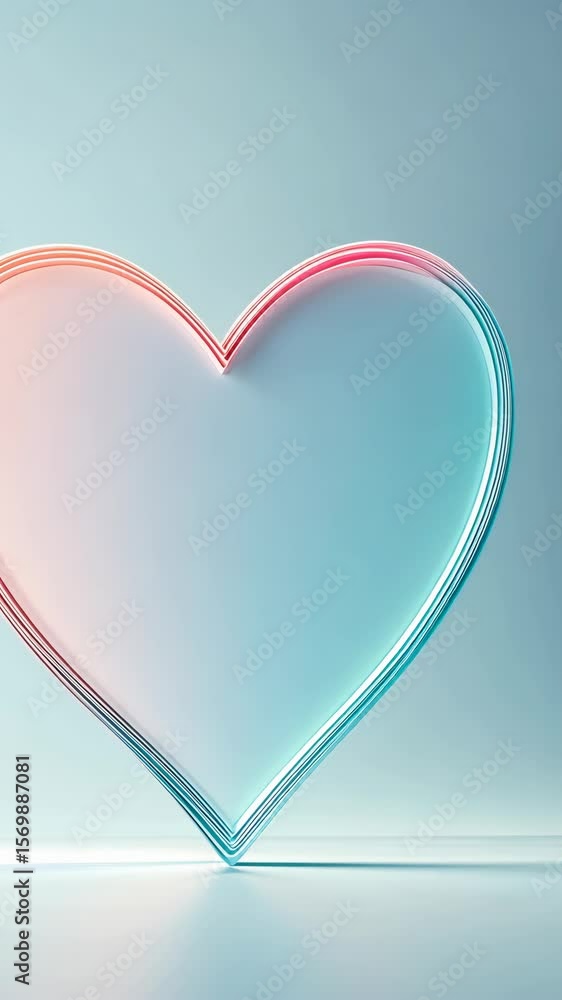 Poster a glowing heart shape reflects a mix of blue and pink tones, creating a calming atmosphere in a mini