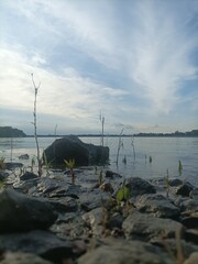 sunset over the river