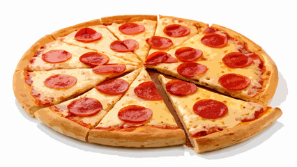  Delicious pepperoni pizza studio shot, sliced, white background, food photography.svg