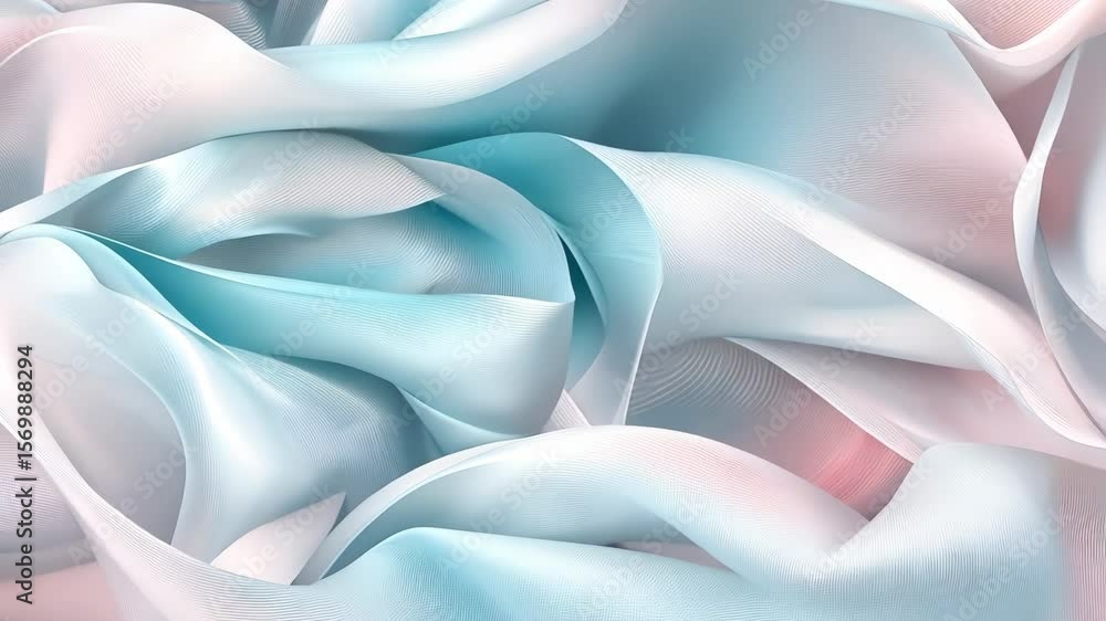 Poster soft pastel colors intertwine in flowing fabric, creating a calming visual experience that highlight