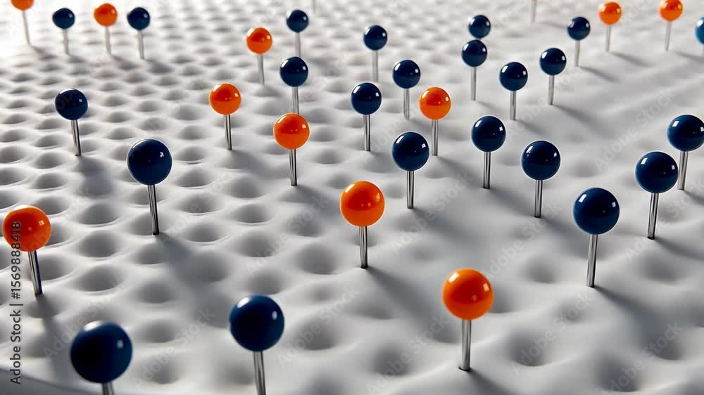 Poster colorful pins create a dynamic visual display on a uniquely textured surface, perfect for art and de