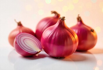 Fresh Purple Onions with Green Shoots