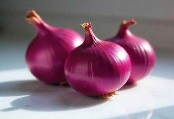 Fresh Purple Onions with Green Shoots
