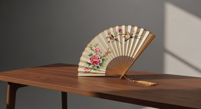 Ceremonial Fan on Minimalist Desk