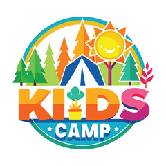 illustration vector graphic of kids summer camp.