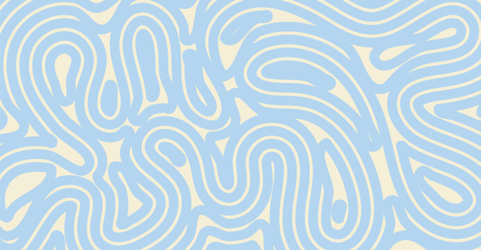 This abstract background features fluid, looping shapes in a soft sky blue against a pale cream backdrop, creating a calming and flowing visual texture ideal for versatile design applications