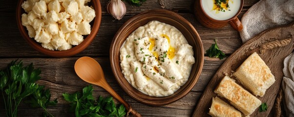 Traditional Slovak Cheese Dish with Rolled Pancakes.