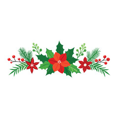 Christmas decoration featuring holly branches with red berries, perfect for a festive winter holiday frame
