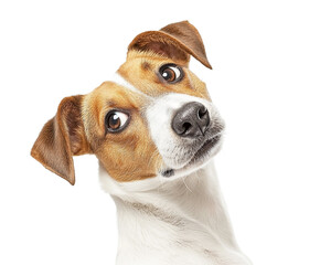 Curious Jack Russell Terrier Dog Head, Isolated on Transparent PNG