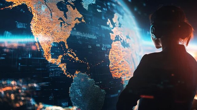 Global Data Analysis: A Woman in VR Exploring Worldwide Digital Networks and Trends