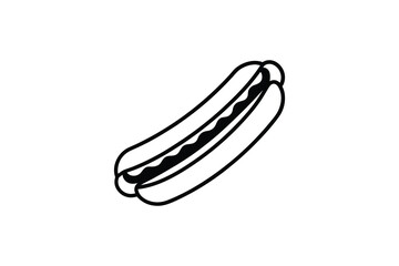 Naklejka premium Simple Hot Dog with Mustard Silhouette
