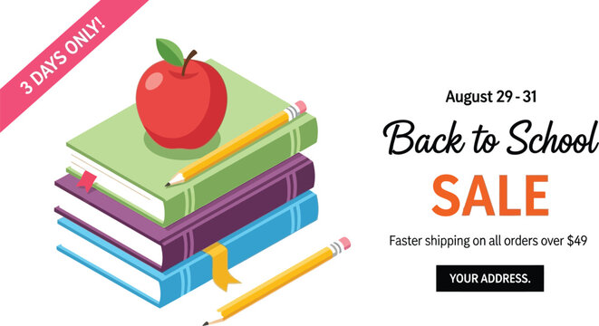 Back to school sale august educational supplies books pencils apple fast shipping limited time offer now
