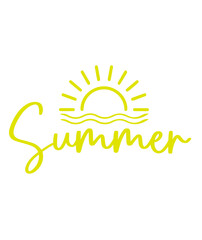 Summer typography clip art design on plain white transparent isolated background for sign, decal, card, shirt, hoodie, sweatshirt, apparel, tag, mug, icon, poster or badge