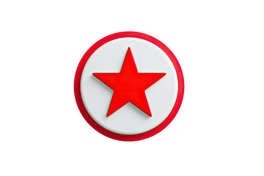 Red star icon on white circle, outlined in red