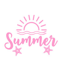 Summer typography clip art design on plain white transparent isolated background for sign, decal, card, shirt, hoodie, sweatshirt, apparel, tag, mug, icon, poster or badge