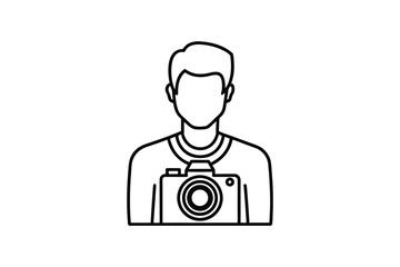 Fototapeta premium Photographer with Camera Outline Icon in Silhouette Style