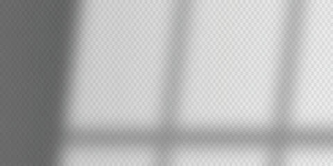 Realistic shadow overlay of window frame light, natural soft window shadows isolated on transparent background for photo mockups, design, and presentations