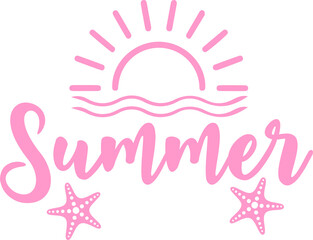 Summer typography clip art design on plain white transparent isolated background for sign, decal, card, shirt, hoodie, sweatshirt, apparel, tag, mug, icon, poster or badge