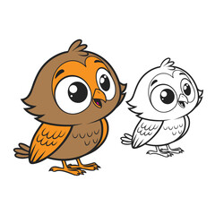 Cute Owl Smile Cartoon Coloring Page For Kids