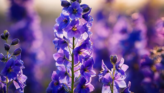 macro flowers of purple field delphinium consolida beautiful flowers botany