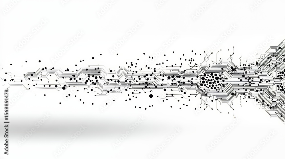 Fototapete black and white image of a computer chip with a white background. the image is abstract and has a se