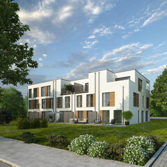 Moderne Reihenh&auml;user am Tag