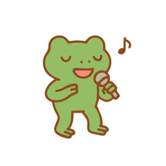 A Cheerful Frog Singing into a Microphone