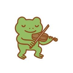 A cheerful cartoon frog playing the violin