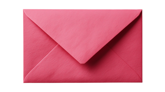 Pink Paper Envelope Isolated on Transparent Background