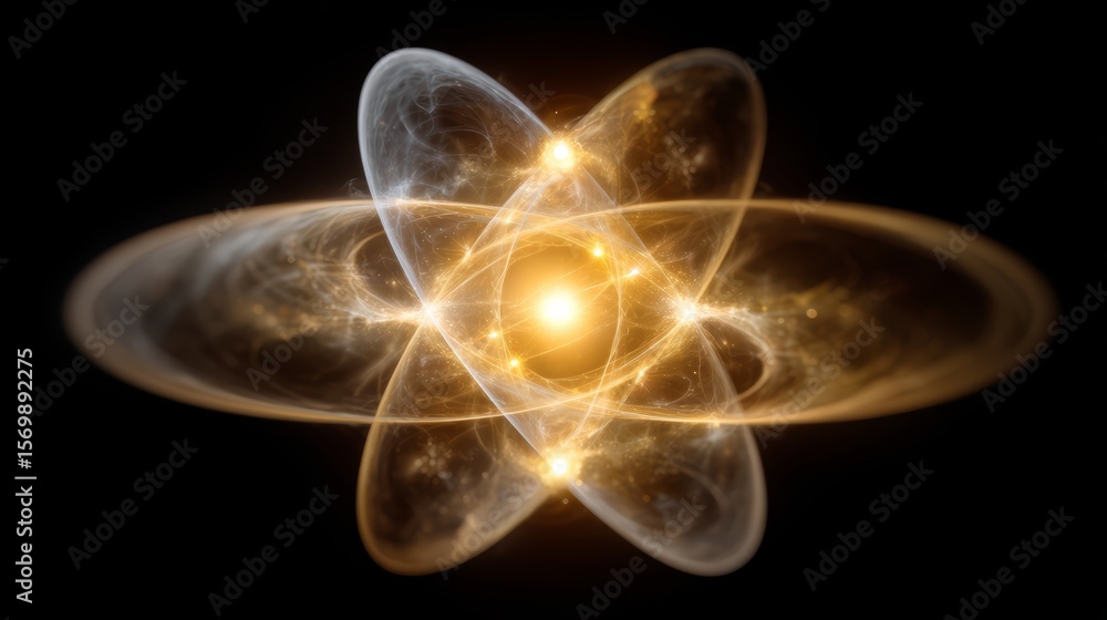 Poster glowing yellow object with a black background. the object is a representation of a star or a planet