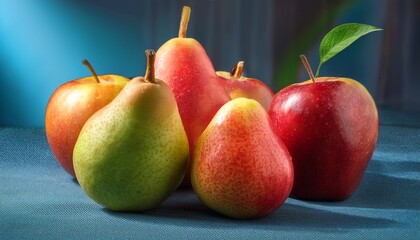 still life of ripe fresh apples and pears healthy organic fruit for a sweet diet snack