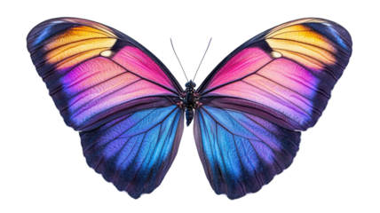 Vibrant and colorful butterfly wings with a bold design on white background