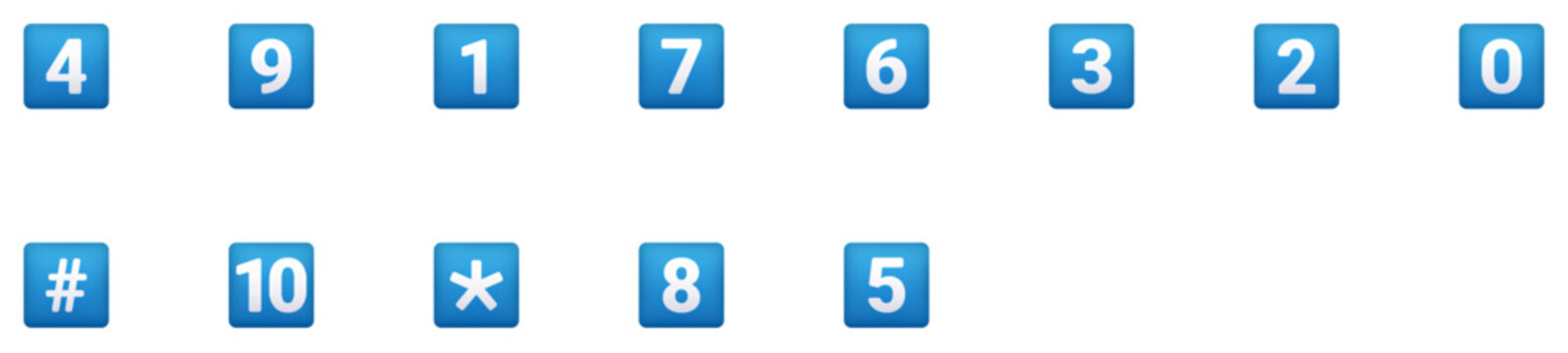 Set of Keycap icons: numbers, digits, keypad, keycap, numeric, key, sign, symbol, zero, one, two, three, asterisk, 0, 1, 2, 3. Number icons in emoji style.