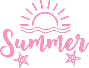 Summer typography clip art design on plain white transparent isolated background for sign, decal, card, shirt, hoodie, sweatshirt, apparel, tag, mug, icon, poster or badge