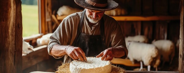 Traditional Slovak Shepherd Crafting Cheese

.