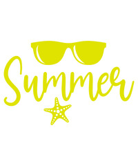 Fototapeta premium Summer typography clip art design on plain white transparent isolated background for sign, decal, card, shirt, hoodie, sweatshirt, apparel, tag, mug, icon, poster or badge