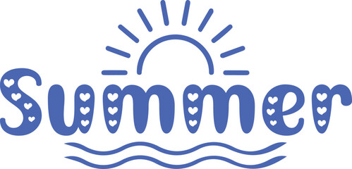 Summer typography clip art design on plain white transparent isolated background for sign, decal, card, shirt, hoodie, sweatshirt, apparel, tag, mug, icon, poster or badge