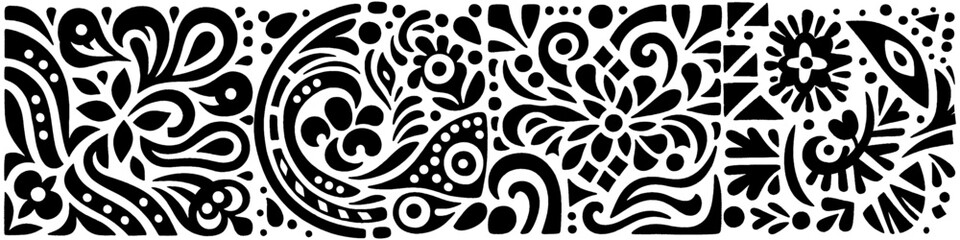 Hand‑Drawn Flower Ornament Illustration, Tribal Decorative Folk Art Pattern Vector for Garden and Craft Adventure Themes Design