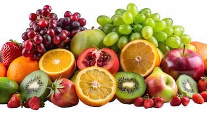 Assorted Fruits Display on Transparent Background