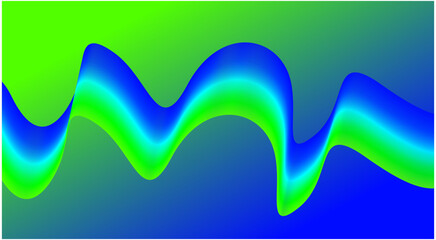 Abstract Blend Wavy Curved Background Green Cyan Gradient Design Vector Illustration