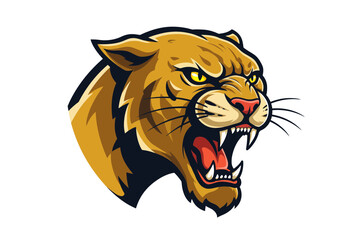 Fierce Wildcat Mascot Logo | Roaring Golden Cat Vector Illustration | Sports Team Emblem, Angry Predator Face Art for Apparel, Branding & Stickers

