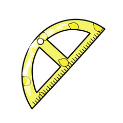 School ruler hand drawn in doodle style yellow with cute lemons isolated on white background, time to school, school hello, 1st September, Knowledge Day