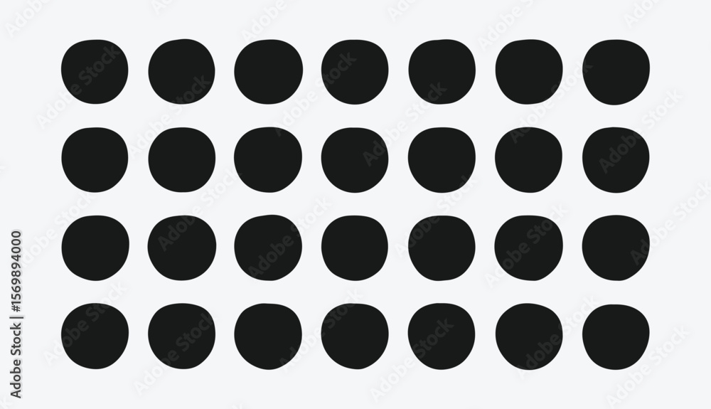 Poster black circles arranged in rows on a light background pattern graphic