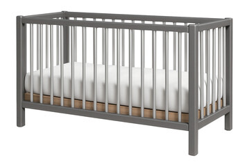 An industrial-style crib with a simple design, suitable for use in a public children's center.