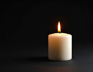 Serene candle flame dark background photography calm atmosphere close-up view tranquility and reflection