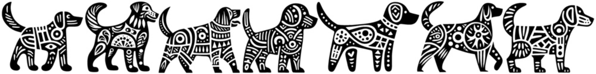 Hand‑Drawn Labrador Retriever Illustration, Tribal Pet Folk Art Pattern Vector for Animal Lover and Domestic Life Theme Designs