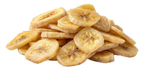 Dried Banana Chips Pile, Isolated on Transparent Background, Food Photography, Snack, Healthy, Banana, Snack, Food