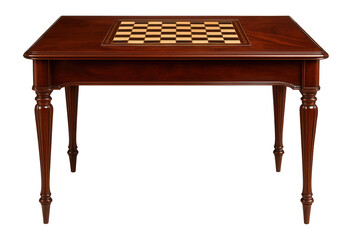A traditional mahogany gaming table with inlaid checkers and chess boards, crafted for a classic...
