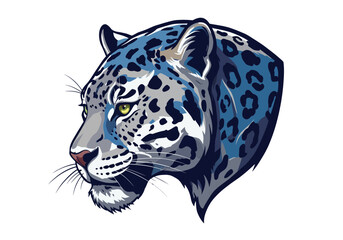 Blue Leopard Head Vector Logo | Stylish Spotted Big Cat Mascot Art | Jungle Predator Illustration for Sports, Gaming, Apparel, and Brand Identity

